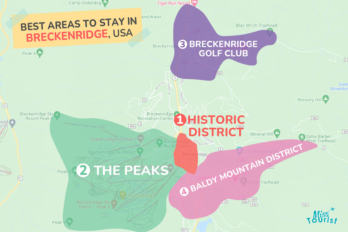 Map of best places to stay Breckenridge
